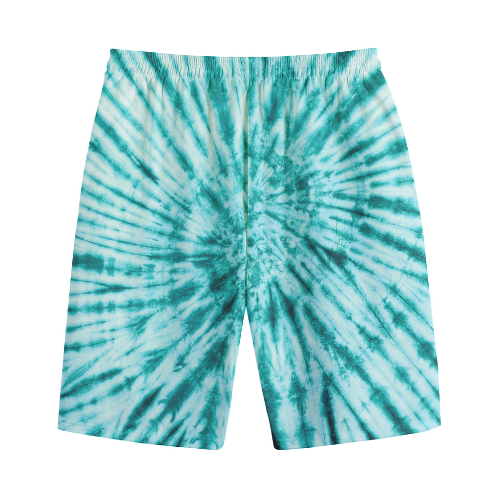 Turquoise Tie Dye Print Cotton Shorts