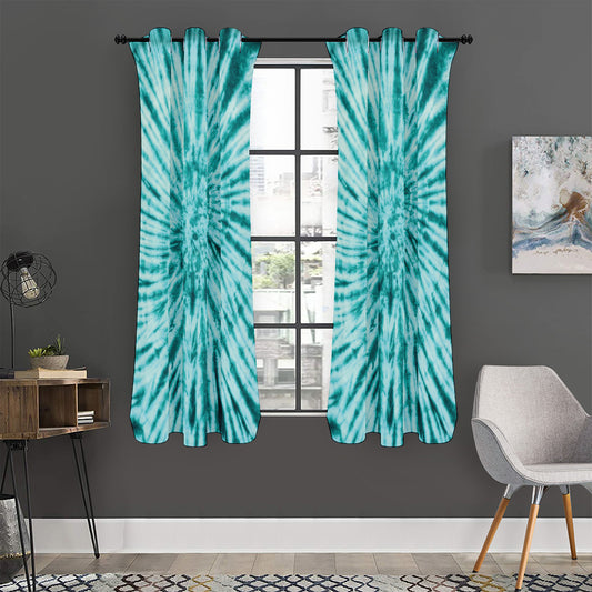 Turquoise Tie Dye Print Curtain
