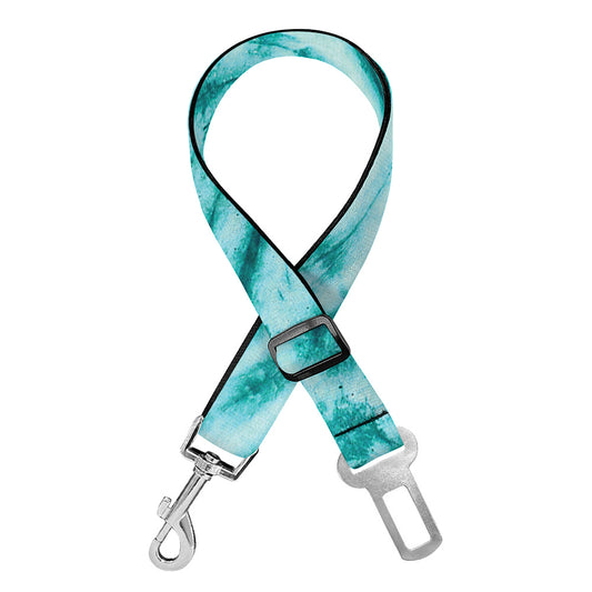 Turquoise Tie Dye Print Dog Seat Belt