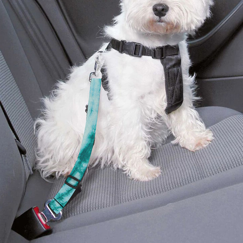 Turquoise Tie Dye Print Dog Seat Belt