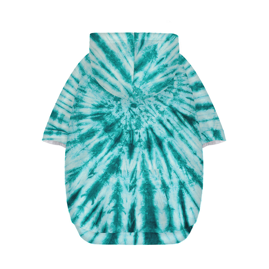 Turquoise Tie Dye Print Dog Zip Up Hoodie