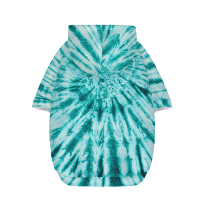 Turquoise Tie Dye Print Dog Zip Up Hoodie