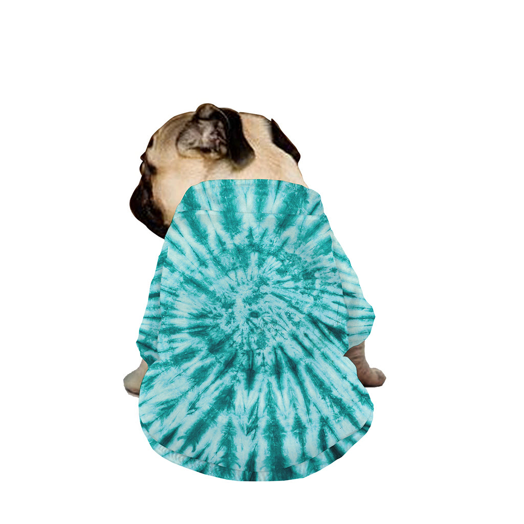 Turquoise Tie Dye Print Dog Zip Up Jacket