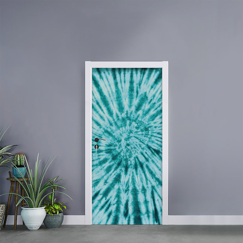 Turquoise Tie Dye Print Door Sticker