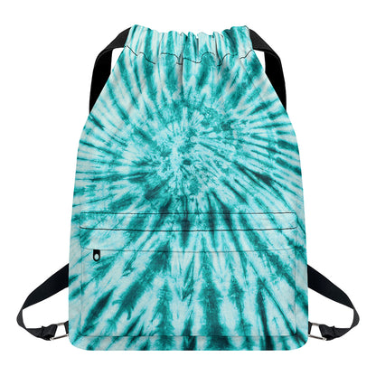 Turquoise Tie Dye Print Drawstring Backpack
