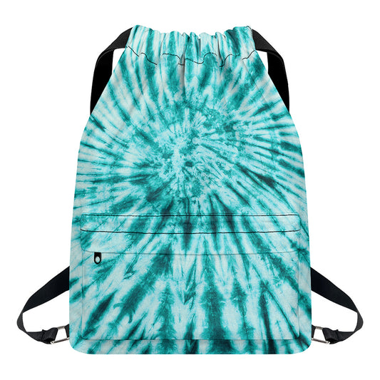 Turquoise Tie Dye Print Drawstring Backpack
