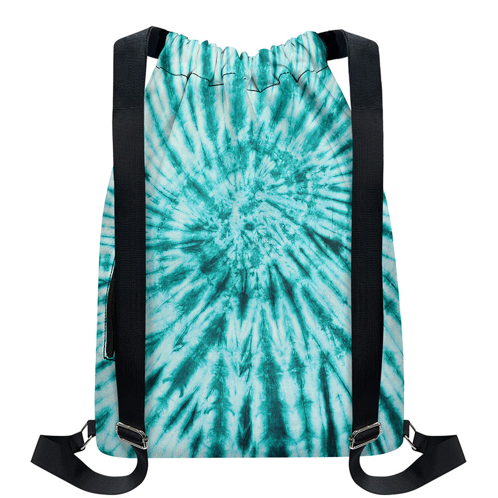 Turquoise Tie Dye Print Drawstring Backpack