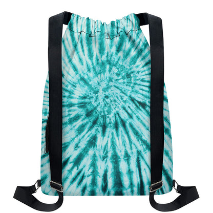 Turquoise Tie Dye Print Drawstring Backpack