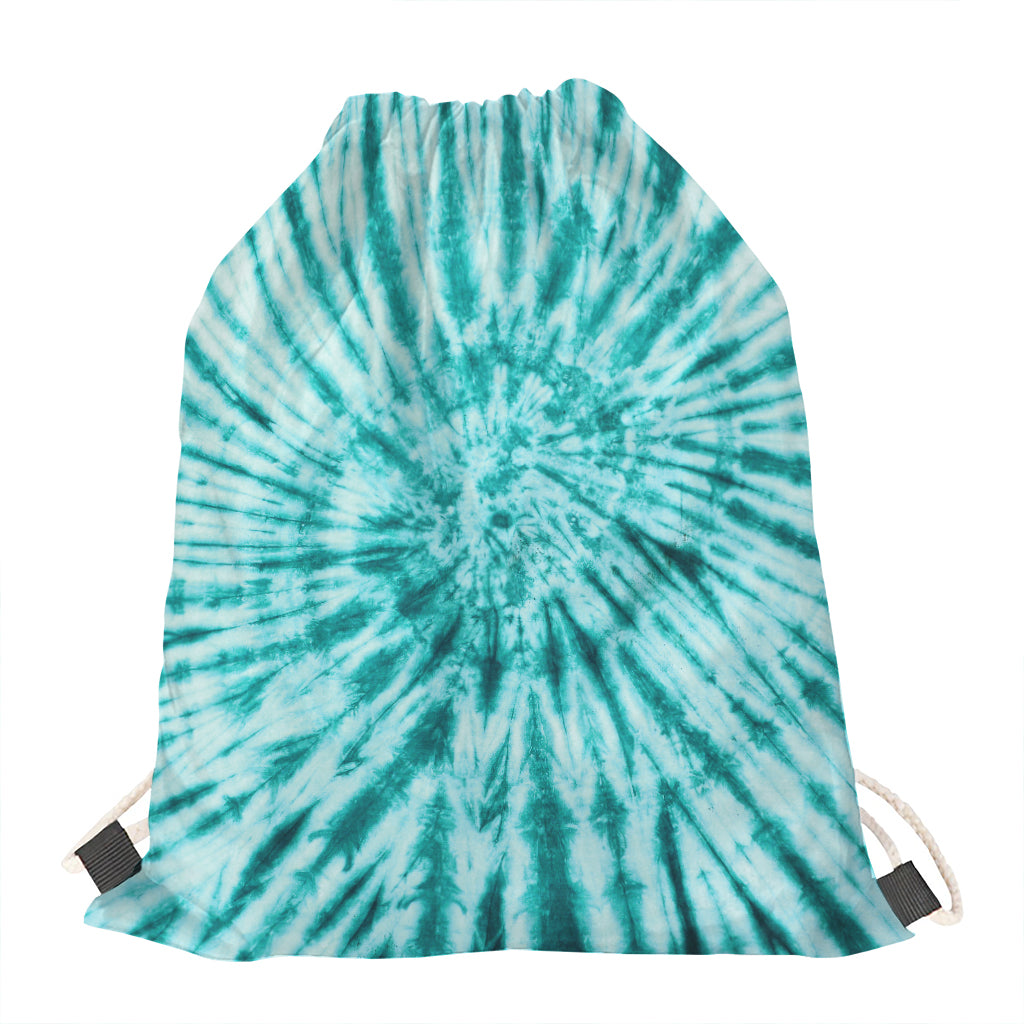 Turquoise Tie Dye Print Drawstring Bag