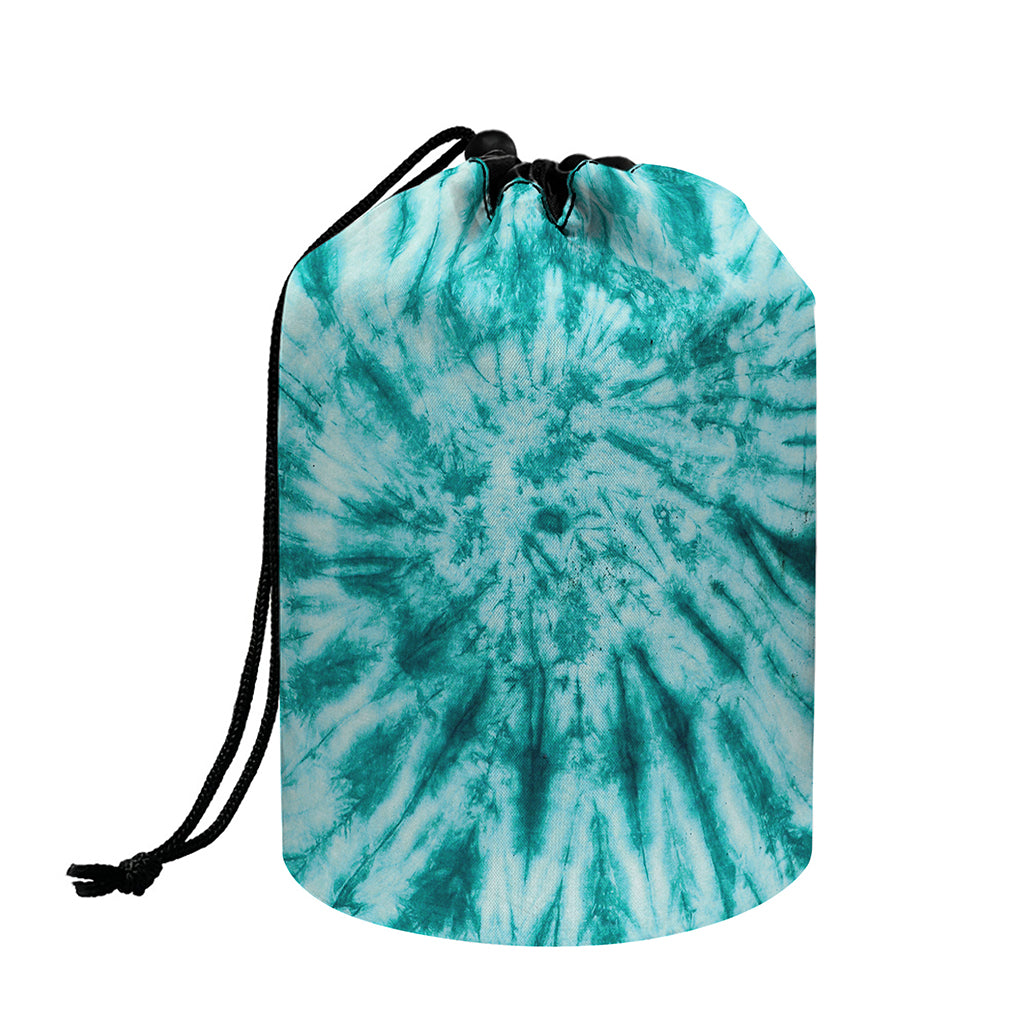 Turquoise Tie Dye Print Drawstring Makeup Bag