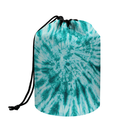 Turquoise Tie Dye Print Drawstring Makeup Bag