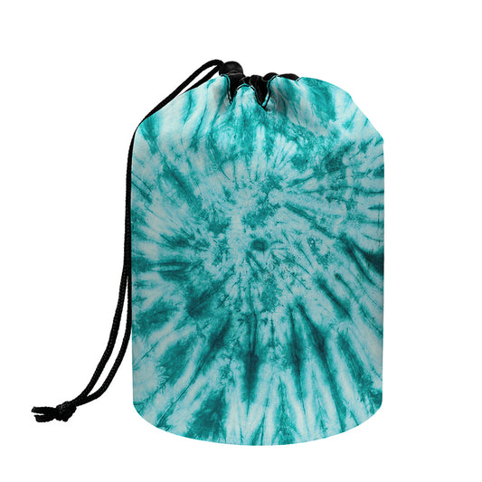 Turquoise Tie Dye Print Drawstring Makeup Bag
