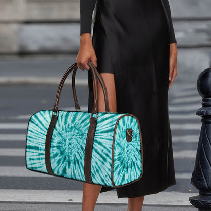 Turquoise Tie Dye Print Duffle Bag