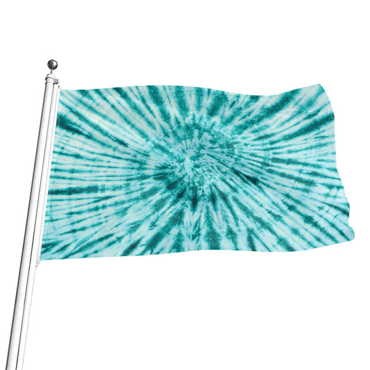 Turquoise Tie Dye Print Flag