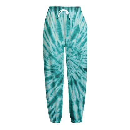 Turquoise Tie Dye Print Fleece Lined Knit Pants