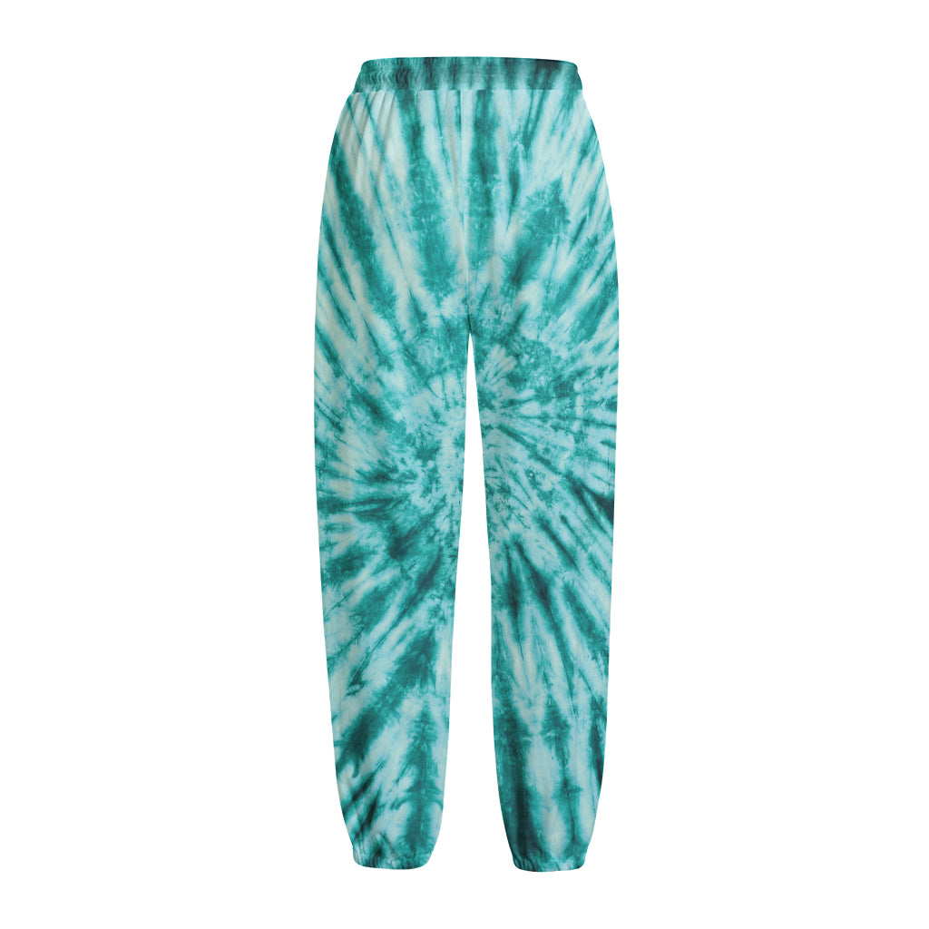 Turquoise Tie Dye Print Fleece Lined Knit Pants