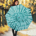 Turquoise Tie Dye Print Foldable Umbrella