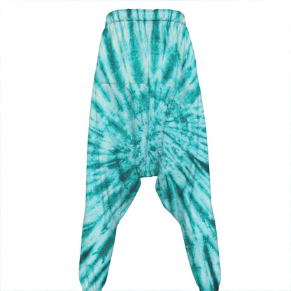 Turquoise Tie Dye Print Hammer Pants