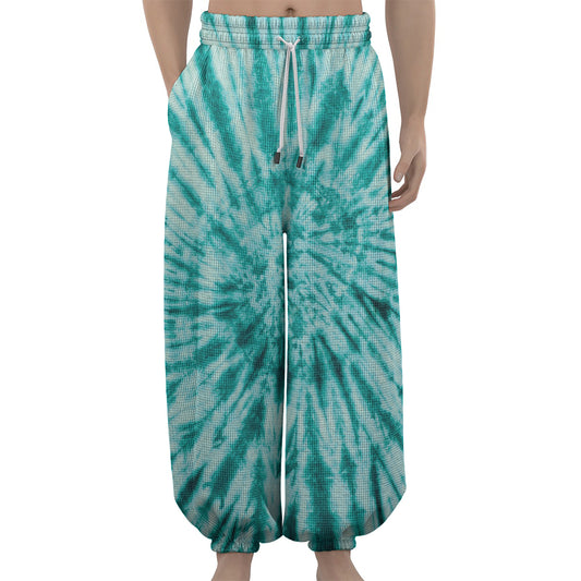 Turquoise Tie Dye Print Lantern Pants