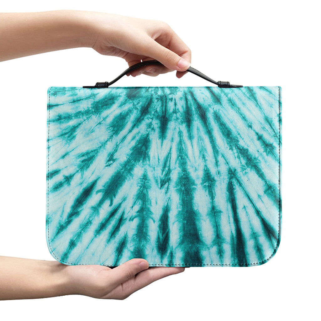 Turquoise Tie Dye Print Leather Bible Cover
