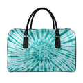Turquoise Tie Dye Print Leather Duffel Bag