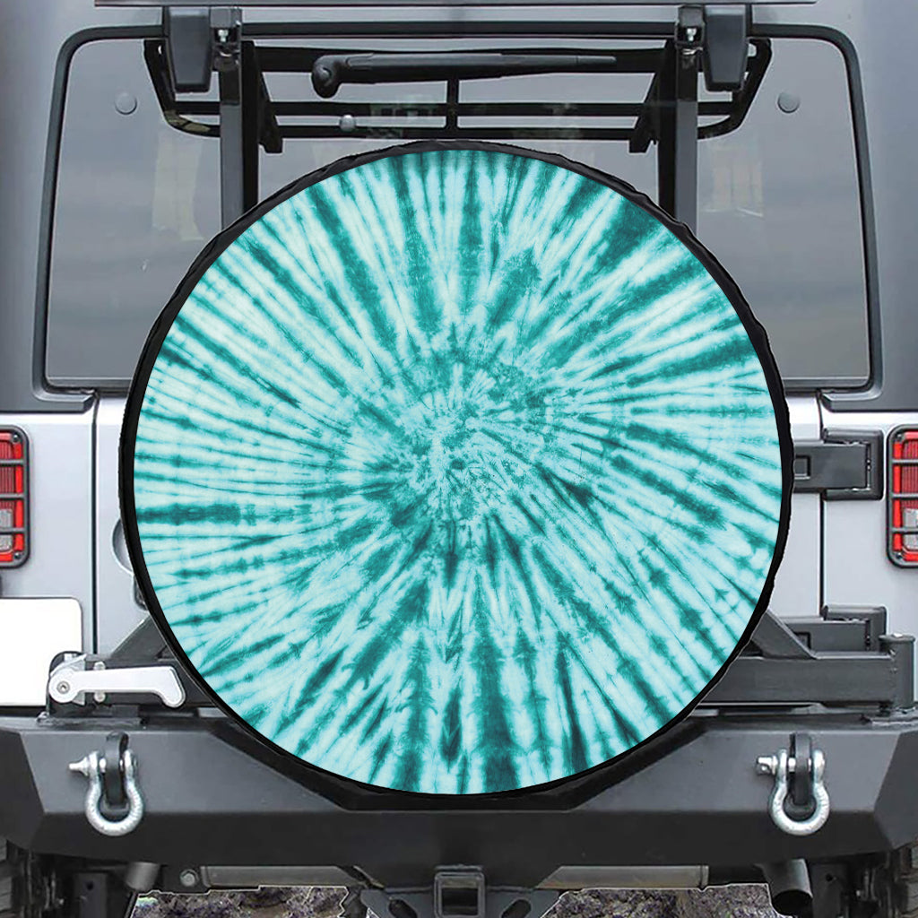 Turquoise Tie Dye Print Leather Spare Tire Cover