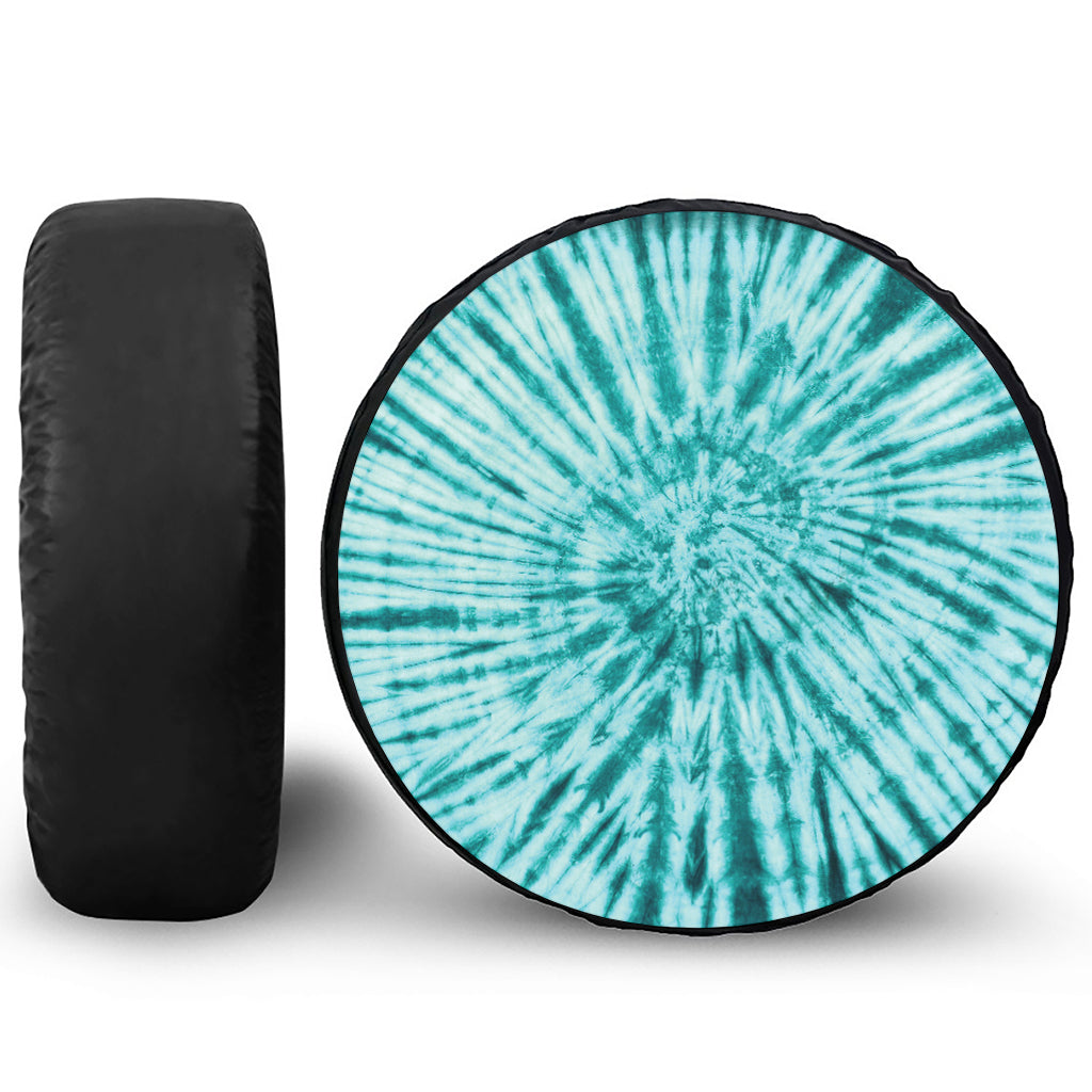 Turquoise Tie Dye Print Leather Spare Tire Cover
