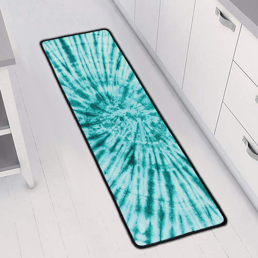 Turquoise Tie Dye Print Long Kitchen Mat