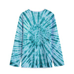 Turquoise Tie Dye Print Long Sleeve Short Coat