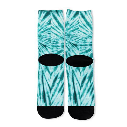 Turquoise Tie Dye Print Long Socks