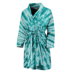 Turquoise Tie Dye Print Men's Bathrobe