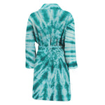 Turquoise Tie Dye Print Men's Bathrobe