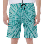 Turquoise Tie Dye Print Men's Beach Shorts