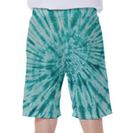 Turquoise Tie Dye Print Men's Beach Shorts