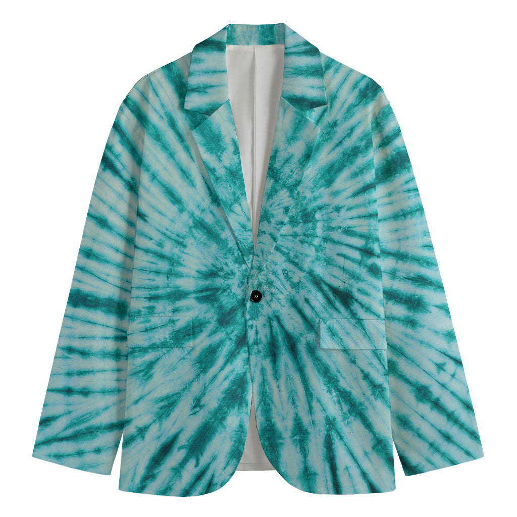 Turquoise Tie Dye Print Men's Blazer