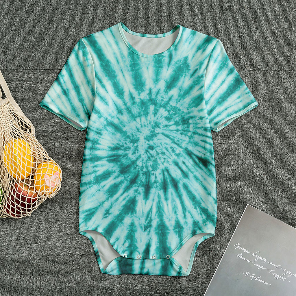 Turquoise Tie Dye Print Men's Bodysuit