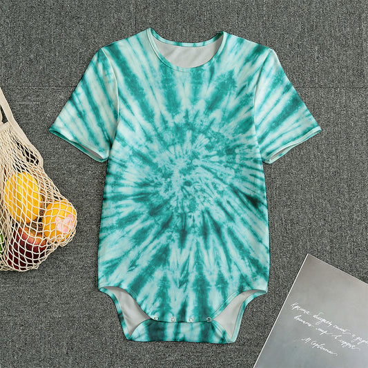 Turquoise Tie Dye Print Men's Bodysuit