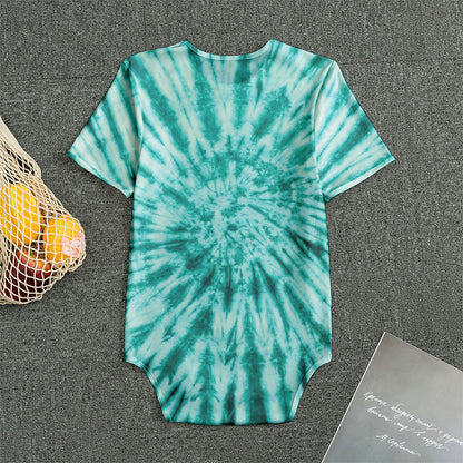 Turquoise Tie Dye Print Men's Bodysuit
