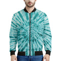 Turquoise Tie Dye Print Men's Bomber Jacket