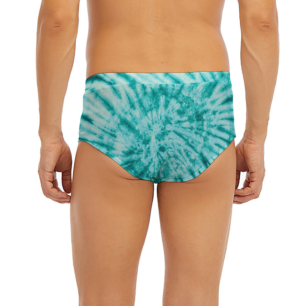 Turquoise Tie Dye Print Men's Briefs