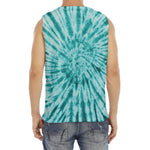 Turquoise Tie Dye Print Men's Fitness Tank Top