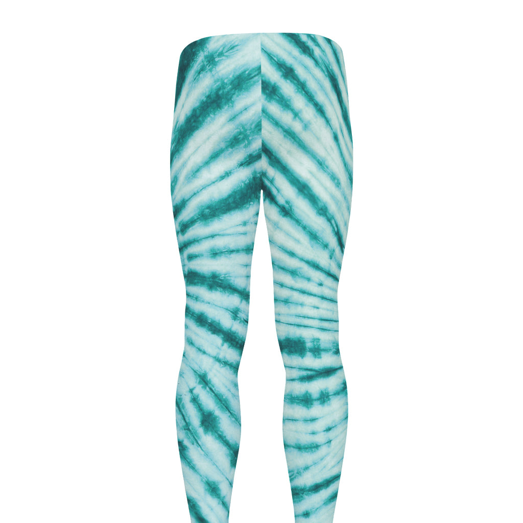 Turquoise Tie Dye Print Men's leggings