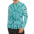Turquoise Tie Dye Print Men's Long Sleeve Rash Guard