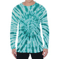 Turquoise Tie Dye Print Men's Long Sleeve T-Shirt