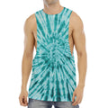 Turquoise Tie Dye Print Men's Muscle Tank Top