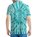 Turquoise Tie Dye Print Men's Polo Shirt