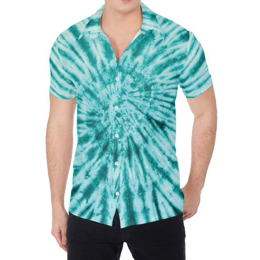 Turquoise Tie Dye Print Men's Shirt
