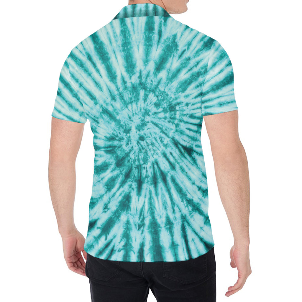 Turquoise Tie Dye Print Men's Shirt