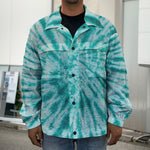 Turquoise Tie Dye Print Men's Shirt Jacket