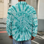 Turquoise Tie Dye Print Men's Shirt Jacket